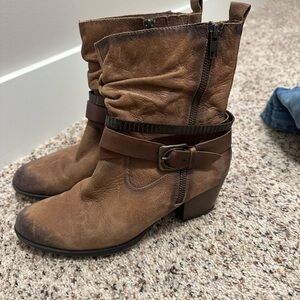 Earth brand  Brown slouchy Leather Ankle Booties with Buckle 8.5 women’s